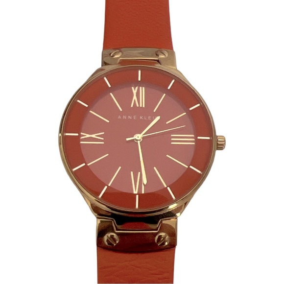 ANNE KLEIN • Orange & Gold Leather Watch - Picture 3 of 10